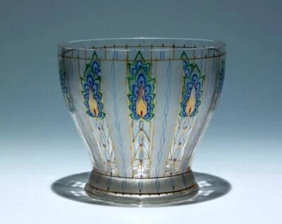 Signierte Jugendstil Glasvase Johann Oertel & Co. Haida um 1915 - Bild 1 von 4