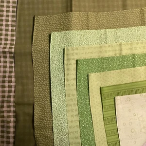 8 Fabric Fat Quarters Moss Green Patterns by Connecting Threads - Picture 1 of 2