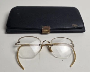Antike Shuron 12k Gold Filled Halbrand Draht Brille Brillengestell 42/13/106 mit Etui - Bild 1 von 5