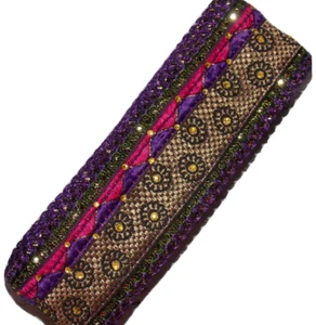6cm Rosa Morado Cristal Bordado Cinta BRAID Aplique Recorte Navidad - Imagen 1 de 1