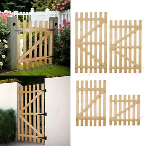 More details for wooden garden gate rounded picket fence pedestrian gates pinewood door w/ hinges