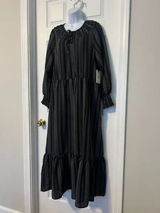 TERRA SKY PLUS SIZE BLACK/GRAY PEASANT MAXI DRESS SZ 0X - Picture 1 of 8