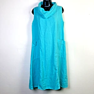 Vestido Mosaic M 610 Lino Aqua Azul Verde Favorito Capucha Sin Mangas Cambio - Imagen 1 de 8
