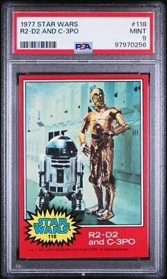 1977 Star Wars R2-D2 and C-3PO #118 Vintage Series 2 PSA 9 MINT CENTERED - Image 1 of 2