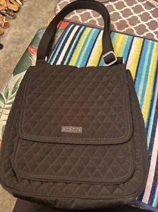 Vera Bradley Women’s Black Quilted Large Crossbody Purse Tote EUC - Picture 1 of 13