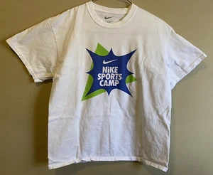 Nike Sports Camp Short Sleeve Swoosh Crew Neck T Shirt Men's Large White - Picture 1 of 4