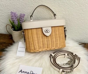 NWT Coach Kay Crossbody In Natural Chalk Leather & Straw 1262 - Picture 1 of 10