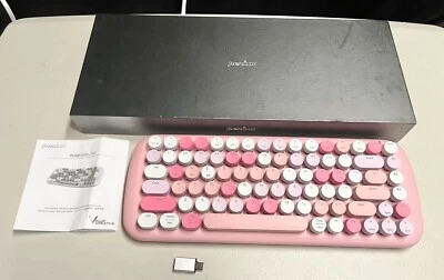 Perixx Periboard-734 Wireless Mini Bluetooth Backlit Keyboard Pink White - Image 1 of 4