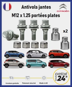 Ecrous antivol de roues Citroën (4 écrous + 2 clefs + 4 caches) - Picture 1 of 1