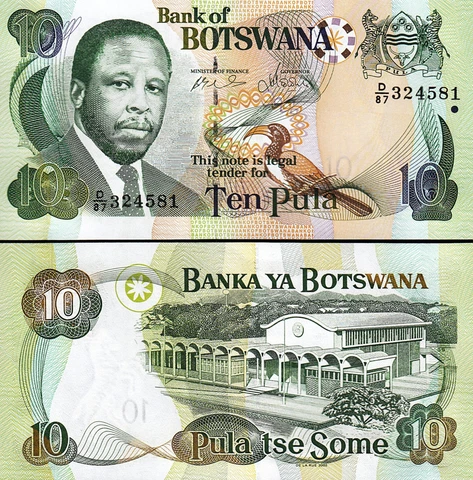 Botswana 10 Pula 2002, UNC, P-24a, Sign 8b Cover