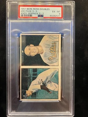 1951 Berk Ross Doubles Joe Page 3-5, Andy Seminick 3-7,  PSA 6 EX-MT - Image 1 of 2