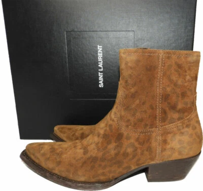 $1190 Ysl Saint Laurent LUKAS Western Leopardo Botines Botas de Montar 37.5 Foto 1 de 4