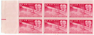 Scott #c45 Wilbur & Orville Wright Airmail Block of 6 Stamps - MNH - Image 1 of 2
