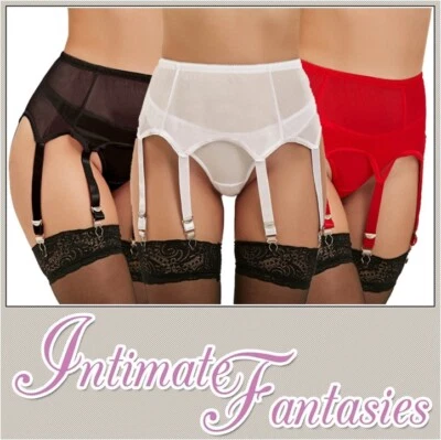 6 Strap Suspender Belt Sexy High Waist White Black Red Size 12 14 16 18 20 22 XL - Image 1 of 4