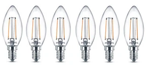 6x Philips LED Kerze E14 warmweiß 2W = 25W 250lm EEK:E (Spektrum A-G) - Bild 1 von 4