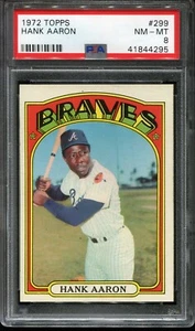 1972 Topps Baseball # 299 Hank Aaron (NM-MT) Near Mint to Mint PSA 8 - Picture 1 of 2