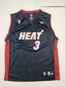 Camiseta deportiva de baloncesto Adidas Miami Heat Dwayne Wade #3 negra talla juvenil grande 14-16 - Imagen 1 de 9