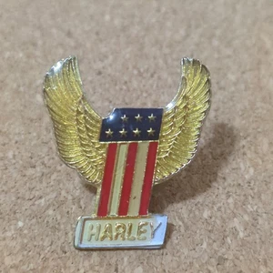 Vintage Harley Davidson #1 With Wings Lapel Pin Back Red White Blue - Picture 1 of 3