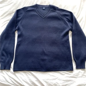 Y2K Vintage Gap Navy Blue Sweater V-Neck 100% Cotton Classic Mens Size Medium - Imagen 1 de 8