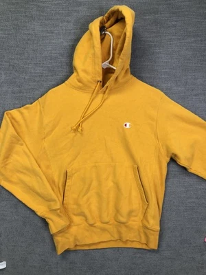 Мужская толстовка с капюшоном Champion маленький желтый пуловер с обратным плетением вышитый логотип C золотистый - Изображение 1 из 4