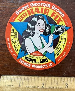 Etiqueta de producto de cabello castaño vintage Sweet Georgia - 1939 - Belleza afroamericana - Imagen 1 de 2