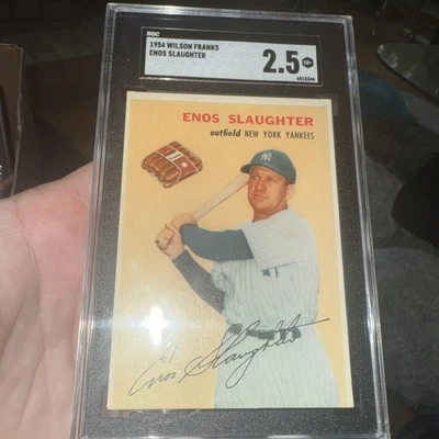 1954 Wilson Weiners Franks ENOS SLAUGHTER  Yankees SGC 2.5 Razor Sharp Clean HOF - Image 1 of 4