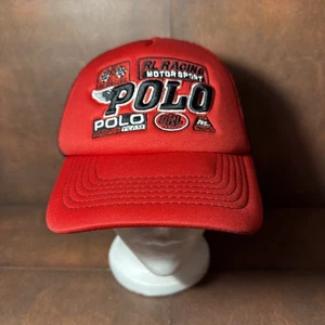 Ralph Lauren Polo Hat Cap Snap Back Mesh Trucker Racing Motorsport Mens EUC - Picture 1 of 8