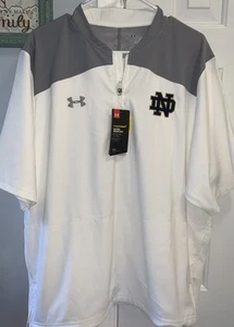 Notre Dame Under Armour Short Sleeve Cage Jacket White/Gray Pullover Large New - Picture 1 of 12