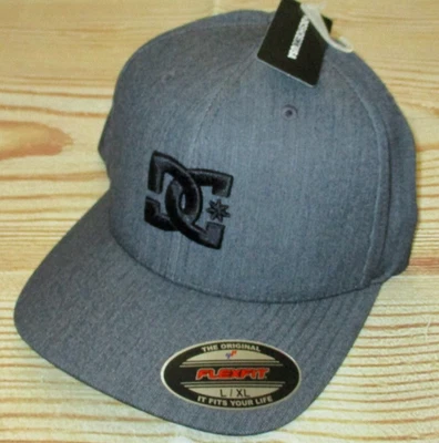 MENS DC SHOES FLEXFIT FITTED CHARCOAL GRAY HAT SIZE L/XL - Image 1 of 2