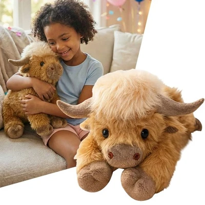 35/45/53CM Highland Cow Plush Pillow Weighted Stuffed Animal Warm Christmas Gift - image 1 of 4