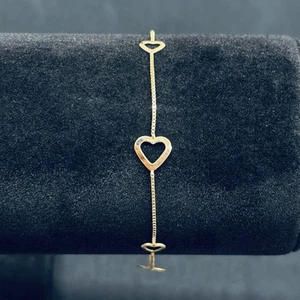 14k Gelbgold Herz Glieder dünnes Armband 7,5" Midas Türkei - Bild 1 von 7