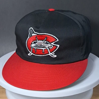 Carolina Mudcats Hat Cap MiLB Baseball Black Red Snapback Zebulon NC Trucker - Image 1 of 4