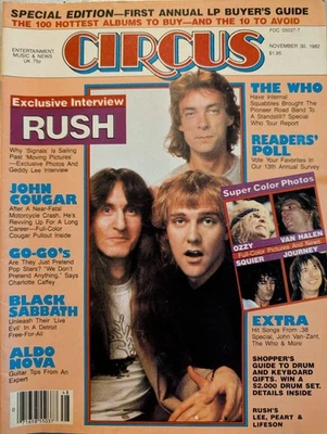Circus Magazine November 1982 Rush, Journey, Go-Go's, Van Halen, Sabbath,The Who - Image 1 of 4