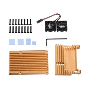 Boîtier coque armure métal avec double ventilateur dissipateur thermique pour Raspberry Pi 4 modèle B 4B X - Photo 1/18