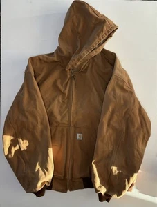 Vintage Carhartt Mens J131 BRN Brown Lined Duck Hooded Active Jacket 6XL Reg USA - Picture 1 of 5