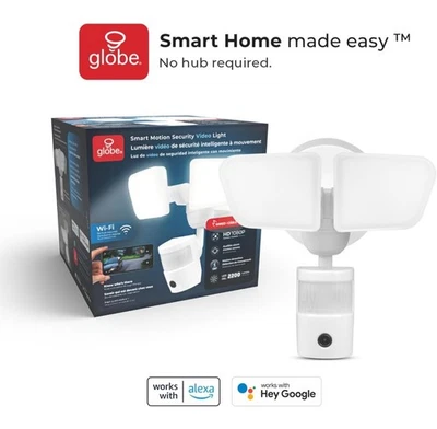 GLOBE Electric 180-Degree 26W Twin Head White Wi-Fi Smart 2200 Lumens 1080p - Image 1 of 4