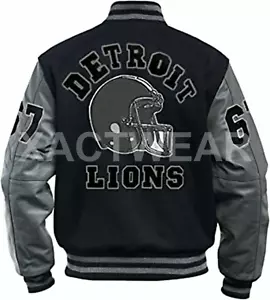 Detroit Lions Eddie Brock Cosplay Venom Mens Casual Woolen Bomber Varsity Jacket - Picture 1 of 3