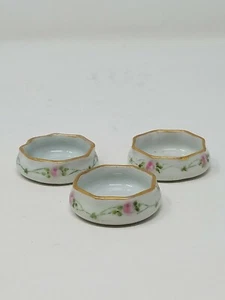 Vtg open Salt Cellers hand painted ceramic serving floral Victorian style set of - Picture 1 of 6