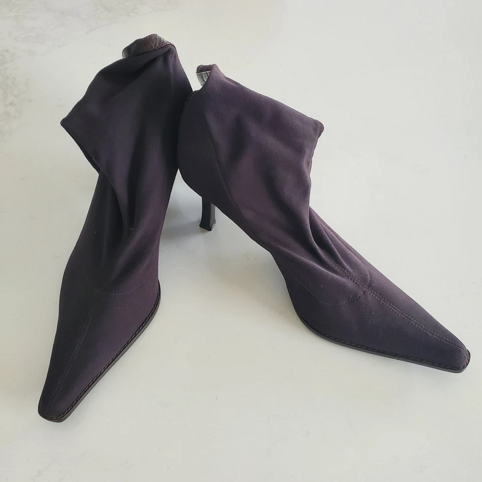 Martinez Valero Marrón Oscuro Nylon Elástico Pull On Botas/Cuero 9.5 Foto 1 de 4