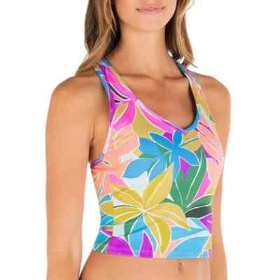 HURLEY Juniors' Mas Isla Racerback Tankini Top,Multi, XS - Image 1 of 3
