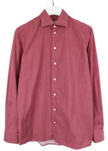 Eton Contemporary Camicia Uomo Medio a Pois Rosso Manica Lunga Aperto Colletto - Foto 1 di 10