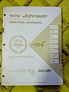 1972 OMC JOHNSON 40 HP Service Manual P/N JM-7207 OUTBOARD SHOP REPAIR GUIDE USE - Bild 1 von 4
