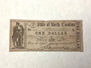 ~ Oct 12, 1861 $1 State of North Carolina Civil War Confederate Banknote - Picture 1 of 2