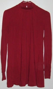 EUC SWEETEES cotton blend cranberry top,stand up collar with buttons Sz S - Picture 1 of 5