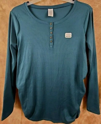 Large Time and Tru Maternity Long Sleeve Tee Ruched Side Womens Size 12-14 Green - Image 1 of 4