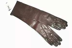 Vintage Brown Woman's Leather Gloves Silk Lining Made in Italy sz XS/S NEW - Picture 1 of 7