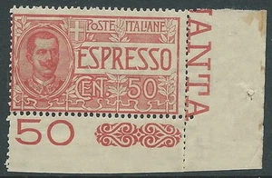 1920 REGNO ESPRESSO 50 CENT ANGOLO DI FOGLIO MNH ** - CZ42-9 - Picture 1 of 1
