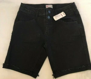 So Kids Girls Size 14 Shorts Black New Waist 24 Rugged Cuff Stretch 2 Button - Picture 1 of 5