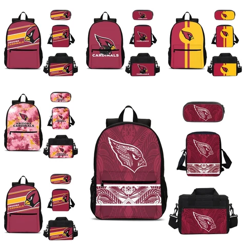 Arizona Cardinals Kids 4PCS Backpack Set Lunch Box Crossbody Bag Pencil Case Cover