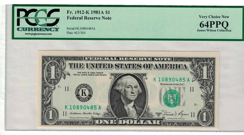 ** 1981 A $1 ONE DOLLAR FEDERAL RESERVE NOTE FR.1912-K VERY CHOICE NEW. ** - Image 1 of 2